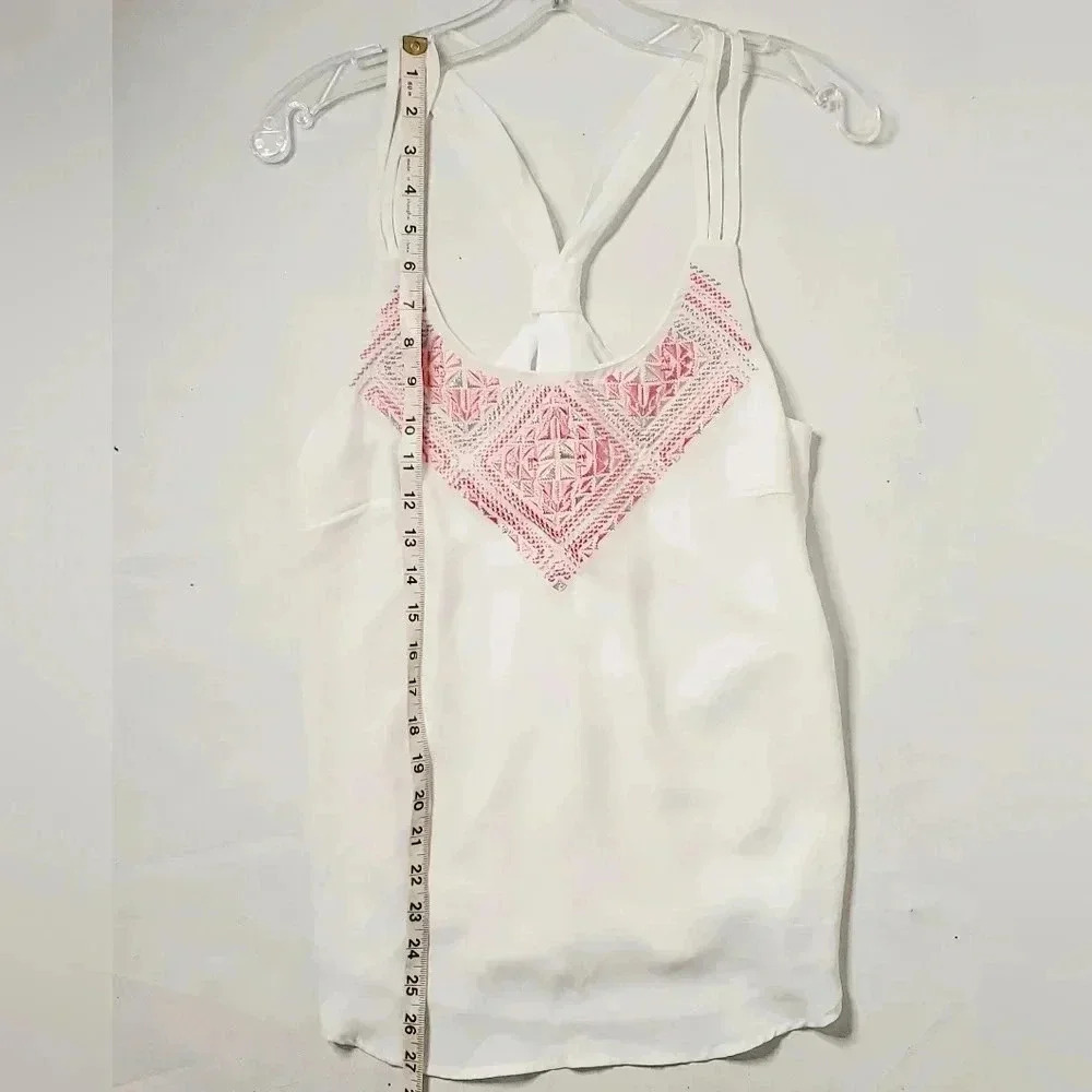 Maurices White Embroided Halter Sleeveless Blouse Crepe Cliffon sz Small - Picture 3 of 6